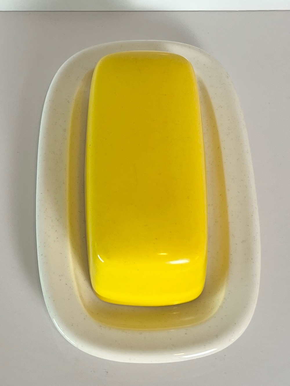 Mikasa Color Complements Sunshine Band Butter Dish Yellow Top White Bottom Japan